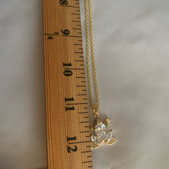 NWT Swarovski crystal elements frog pendant gold plated 11 inch necklace gift - Picture 8 of 9
